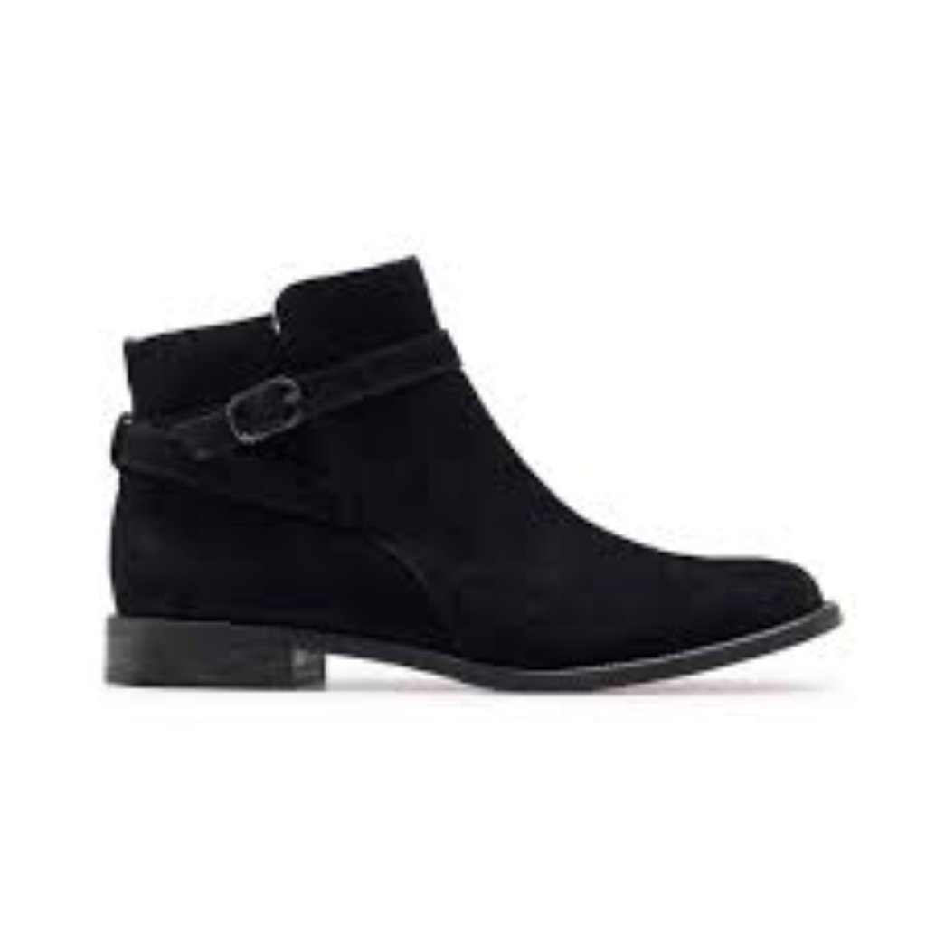 Paul Green Reeve Ankle Boot, Black Suede, Women Size 7 Us 4.5 Uk New